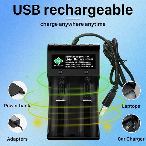 WAVYPO 18650 Battery Charger, 4-Bay Universal Smart Charger for Lithium ion Battery 10440 14500 16340 16650 14650 18350 18500 AA AAA (Charger Only) in Kuwait