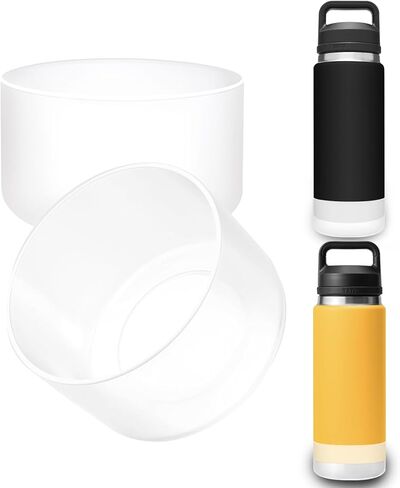 قطعتان من أحذية السيليكون المتوافقة مع زجاجة مياه YETI Rambler سعة 26 أونصة، وغطاء حذاء ذو ​​أكمام مضادة للانزلاق وملحقات حماية سفلية لـ YETI Rambler 26oz، تحمي من التلف (أسود). in Kuwait