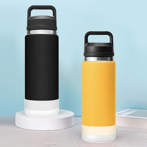 قطعتان من أحذية السيليكون المتوافقة مع زجاجة مياه YETI Rambler سعة 26 أونصة، وغطاء حذاء ذو ​​أكمام مضادة للانزلاق وملحقات حماية سفلية لـ YETI Rambler 26oz، تحمي من التلف (أسود). in Kuwait