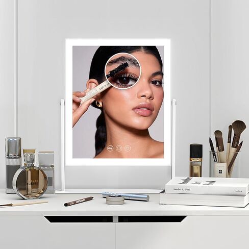 مرآة مكياج من ميسافانيتي مع أضواء، مرآة مكياج هوليوود، مرآة مكياج مع إضاءة وتكبير 10X ومكبر صوت، تصميم 9 مصابيح للتحكم باللمس و3 أوضاع إضاءة ملونة in Kuwait