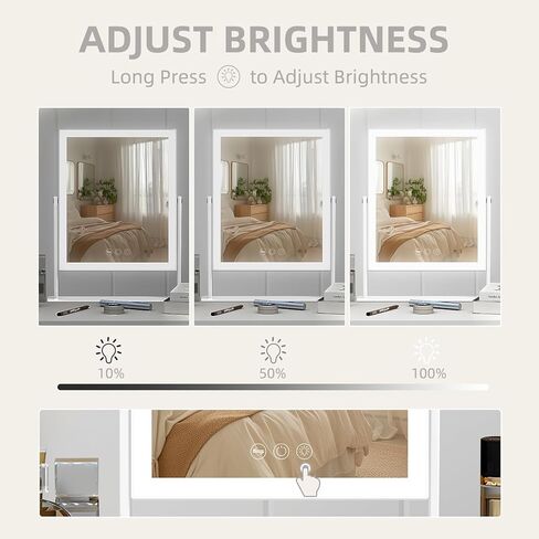 مرآة مكياج من ميسافانيتي مع أضواء، مرآة مكياج هوليوود، مرآة مكياج مع إضاءة وتكبير 10X ومكبر صوت، تصميم 9 مصابيح للتحكم باللمس و3 أوضاع إضاءة ملونة in Kuwait