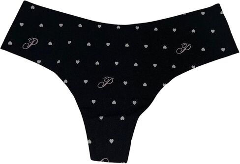 Victoria's Secret Pink No Show Thong Panty/Underwear Black Script Heart New in Saudi Arabia