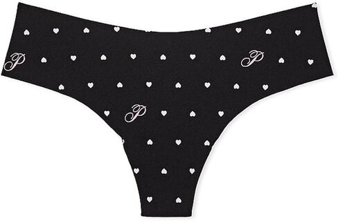 Victoria's Secret Pink No Show Thong Panty/Underwear Black Script Heart New in Saudi Arabia