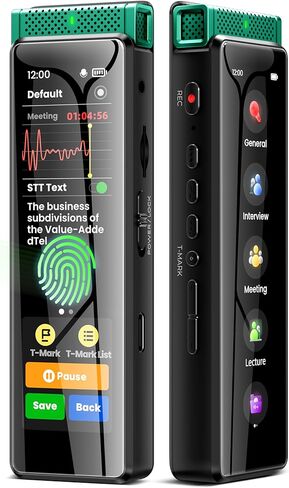 136GB Digital Voice Recorder with Playback, Innioasis R1 Full Touchscreen Voice Recorder with AI Intelligent Transcription and Bluetooth, Voice Activated Sound Audio Recorder Device with Mic (Silver) in Kuwait