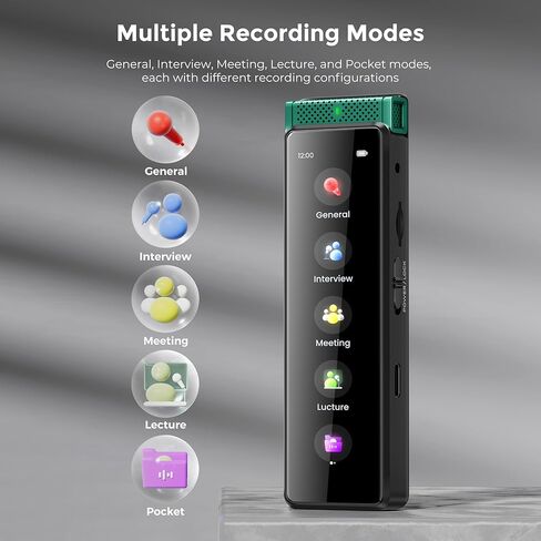136GB Digital Voice Recorder with Playback, Innioasis R1 Full Touchscreen Voice Recorder with AI Intelligent Transcription and Bluetooth, Voice Activated Sound Audio Recorder Device with Mic (Silver) in Kuwait
