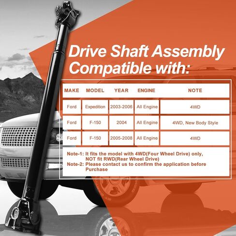 2L1Z4A376AA Front Complete Drive Shaft Prop Shaft Driveshaft Assembly Compatible with Ford F-150 F150 2004-2008, Expedition 2003-2006, 4WD, 4.2L 4.6L 5.4L, Replace OE 2L1Z4A376AA, 5L3Z4A376A, 938076 in Saudi Arabia