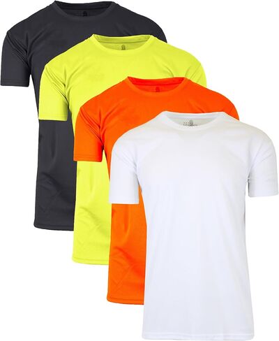Galaxy by Harvic Men's Crew Neck Short Sleeve Tee, Active Reflective Stripe Sport T-Shirt, 4 Pack in Saudi Arabia