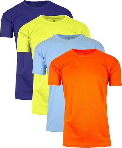 Galaxy by Harvic Men's Crew Neck Short Sleeve Tee, Active Reflective Stripe Sport T-Shirt, 4 Pack in Saudi Arabia