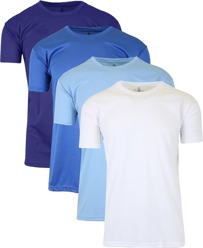 Galaxy by Harvic Men's Crew Neck Short Sleeve Tee, Active Reflective Stripe Sport T-Shirt, 4 Pack in Saudi Arabia