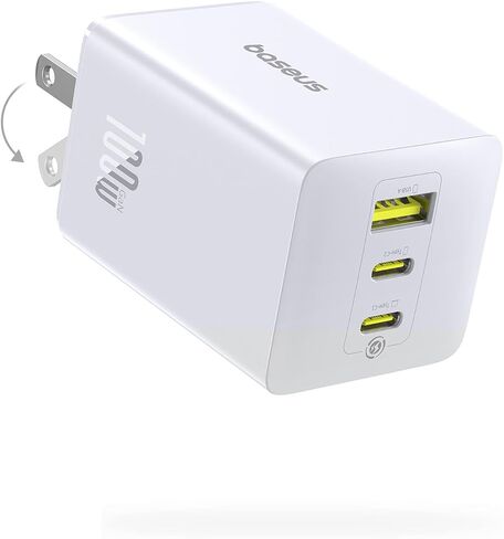 Baseus 100W USB C Charger Block, 3-Port GaN Foldable Compact PPS Wall Charger, Fast Power Adapter for MacBook Pro/Air, iPad, iPhone 16/15, Galaxy S24, Steam Deck & More in Saudi Arabia