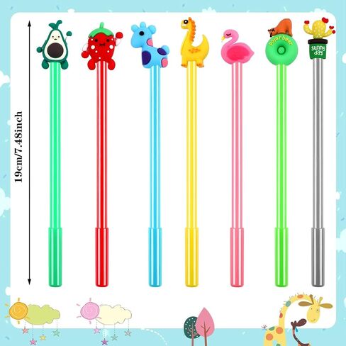 SANNIX 50 Pieces Cartoon Cute Pens Gel Black Ink Pens Bulk Assorted Novelty Kawaii Writing Pen for Kids Students Gift School Office Home Supplies Present in Kuwait