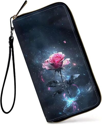 Womens Wallet, Large Capacity RFID Blocking PU Leather Wristlet Wallets for Women Ladies Men Credit Card Holder Zipper Wallet Phone Holder Clutch Travel Purse, Art Moon Sun Star in Kuwait
