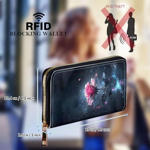 Womens Wallet, Large Capacity RFID Blocking PU Leather Wristlet Wallets for Women Ladies Men Credit Card Holder Zipper Wallet Phone Holder Clutch Travel Purse, Art Moon Sun Star in Kuwait