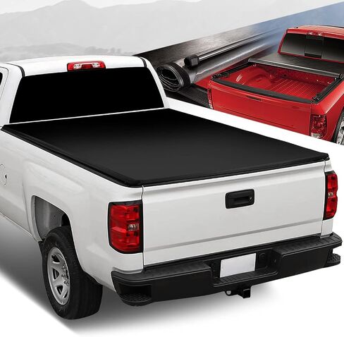 Auto Dynasty Soft Roll-up Truck Bed Tonneau Cover Compatible with 1999-2007 Chevy Silverado GMC Sierra 1500 2500 3500 & HD Classic 6.5Ft Fleetside/Styleside Bed Without Bed Rail System, Matte Black in Saudi Arabia
