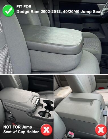 KBH Center Console Armrest Cover for 2002-2012 Dodge Ram 1500 2500 3500, Vinyl Leather, Middle Console Lid Protector Accessories, Anti-Scratch, Black (Fits Jump Seat Console Only) in Saudi Arabia