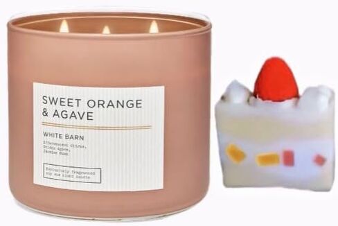 Sweet Orange & Agave-White Barn-Bath/Body-Body-شمعة معطرة 3-wick 14.5 أوقية حروق 25-45 ساعة وصابون كعكة الفراولة (يختلف العمل الفني الملصق) in Saudi Arabia