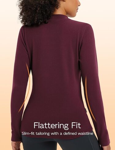 baleaf Women's Thermal Shirts Mock Neck Long Sleeve Fleece Tops Workout Running Athletic Base Layer Warm Cold Weather in Saudi Arabia