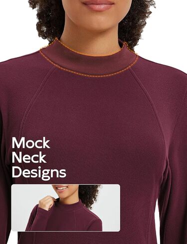 baleaf Women's Thermal Shirts Mock Neck Long Sleeve Fleece Tops Workout Running Athletic Base Layer Warm Cold Weather in Saudi Arabia