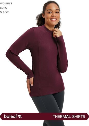 baleaf Women's Thermal Shirts Mock Neck Long Sleeve Fleece Tops Workout Running Athletic Base Layer Warm Cold Weather in Saudi Arabia