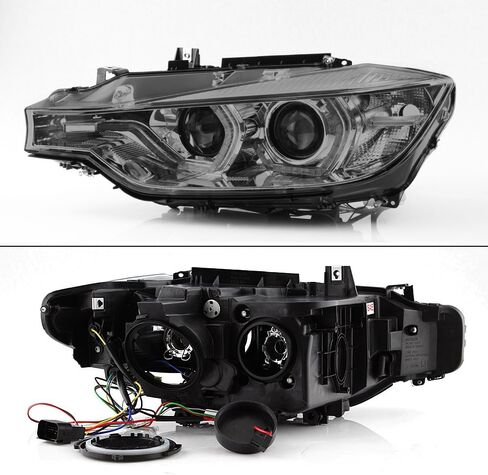 AKKON-ل BMW F30 3-Series 4 أبواب سيدان الحافة السوداء المصنع الهالوجين نوع مزدوج U-HALO حلقة LED المصابيح الأمامية in Kuwait