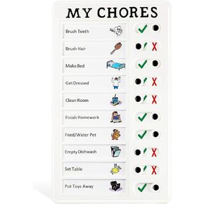 My Chores Chart Checklist, Memo Note Board with Slider, Plastic Portable Daily to Do List Planner, Detachable&Reusable RV Checklist for Kids Adults Elders Good Habit Home Travel Décor