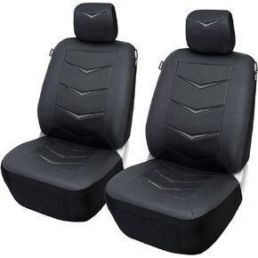 Belmont Car Seat Cover with Pocket for Front Low Back Bucket Carseat for All Small to Medium Size or All Cars; Faux Leather; 3-Piece Construction for Great fit; 2 pcs, Black, Universal