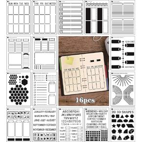 Planner Stencil Set for Dotted Journals Time Saving Accessories Bullet Notebook Supplies Make Creating Layouts Easy for Bullet Point Checklists, Daily Weekly Monthly Calendars