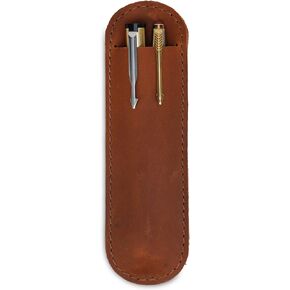 Handmade Genuine Leather Double Pen Case Fountain Pen Sleeve Holder Pouch Multi Pens Protective Cover Vintage :: Brown