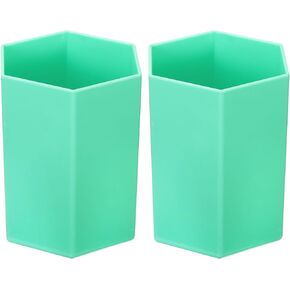 PATIKIL Pencil Holder, 2 Pack Plastic Pen Makeup Brush Holder Cup Storage Hexagon Desktop Organizer Stationery Caddy for Home Office, Purple