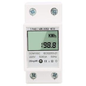 Single Phase Energy Meter 5-80A DDM15SC LCD Digital Display Din Rail Electronic Energy KWh Meter Embedded End Cover