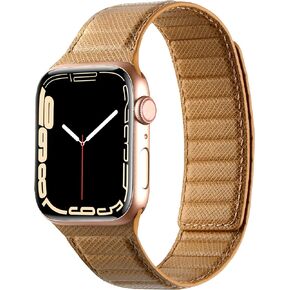 INI New For 2023 Compatible With Apple Watch Band 100% Full Grain Leather Magnetic Link For Ultra 2 Series 9 8 7 6 5 4 3 SE Size 49mm 45mm 44mm 42mm 41mm 40mm 38mm For Men Women