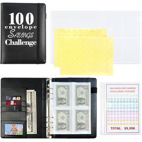 DORA BRIDAL 100 Envelopes Money Saving Challenge, A5 Budget Planner Money Saving Binder, Savings Challenges Book with Envelopes & Tracker Budget Binder to Save $5,050, 10,000 (Armygreen)