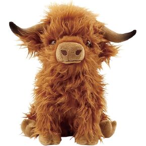 12 Inch Scottish Highland Cow Stuffed Animal Highland Cow Plush Cow Toys Realistic Cattle Decor Doll Birthday Gifts for Boy Girls Decoration - Brown