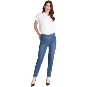 SLIM-SATION Women's Pull on Plus Size Ankle Jean with Tummy Control
