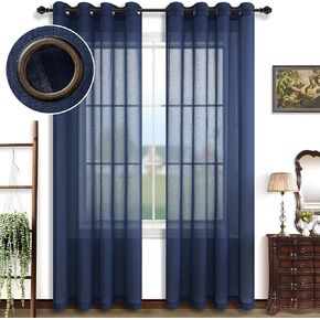 ستائر غرفة المعيشة KOUFALL بطول 63 بوصة للنوافذ مكونة من لوحتين ستائر برونزية شبه شفافة لغرفة النوم باللون البيج in Kuwait