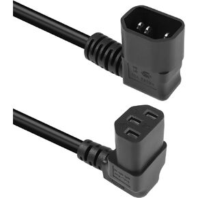 GELRHONR 1.6Ft/50cm Left Angle IEC320 C14 to Down Angle C13 PDU Power Supply Extension Cord,90 Degrees Dual Bent C14 Male to C13 Female Power Cable for Computers,LED HDTV Monitor and Scanner Etc