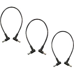 3 Pack 1 Foot Right Angle DC Power 5.5mm x 2.1mm Patch Cables Wire Male to Male