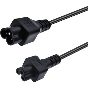 IEC 320 C6 to C5 Extension Power Cable C6 Male to C5 Female Adapter Power Cable 3 Prong Laptop Power Cable Support for Monitors & Projectors & Printers and More Devices 0.6m