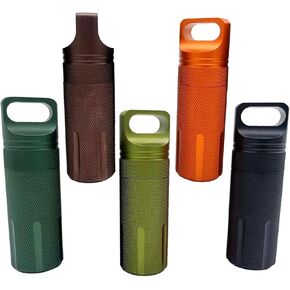 5PCS EDC Waterproof Case Portable Pill Case Airtight Keychain Pill Case Travel Pill Bottle for Outdoor Camping Travelling