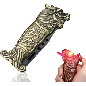Dragon Torch Lighter, Windproof Lighter, Jet Lighter, Funny Lighters, Metal Dragon Pattern, Lighters for Men, Refillable Butane Lighters, Unique Lighters, Creative Gifts for Men (Bronze Color)