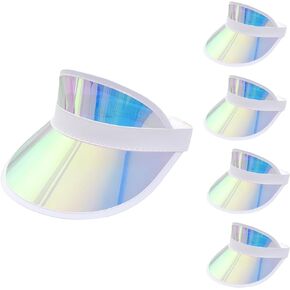 5 Pack Sun Visor Hats Women UV Protection Sunhat Iridescent Cap Headwear for Men Women Outdoor Summer Travel