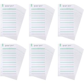 PATIKIL A6 Budget Sheets, 60 Pack 6-Hole Expense Tracker Money Tracking Sheet for Budgeting Cash Envelope Planner Wallet, Green