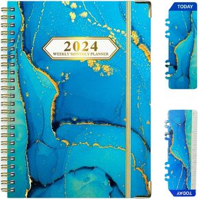 2024 Planner - Weekly ＆ Monthly Planner Spiral Bound, Jan. 2024 - Dec. 2024, 6.2" x 8.5" Academic Planner for School Work Family, Monthly Tabs, Twin-Wire Biding, Holidays, Notes Pages, Back Pocket