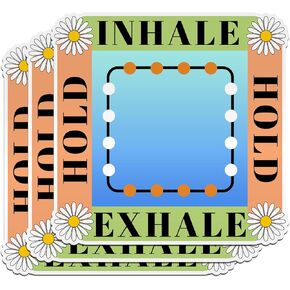 (3PCS) Box Breathing Anxiety Stickers Mindfulness Reminder Square Stickers Self Care, Mental Health Die-Cut Waterproof Vinyl Stickers for Hard Hat Laptop Water Bottle Phone Case Car (2 Inches)
