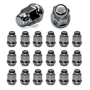 20pcs 1.4 inch Chrome 1/2-20 Closed End Bulge Acorn Lug Nuts Cone Seat 19mm Hex Wheel Lug Nut Compatible with Cherokee Bronco Liberty Mustang Ranger Explorer YJ TJ KJ KK ZJ WJ WK XK MJ XJ
