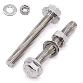 Glvaner (10 Sets) M8 x 35mm Stainless Steel Extra Large Flanged Washer Head Hex Bolt GB 5789 and Hex Nuts & Flat Washers Assortment Full Thread