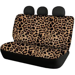 Leopard Print Car Seat Cover for Bench Seat,Fashion Back Seat Cover Rear Bench Seat Protector Universal Fit Cars,Trucks,SUV,Sedan,2pcs