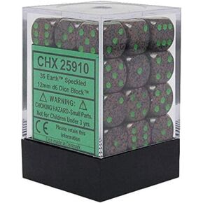 DND Dice Set-Chessex D&D Dice-12mm Speckled Earth Plastic Polyhedral Dice Set-Dungeons and Dragons Dice Includes 36 Dice – D6 (CHX25910)