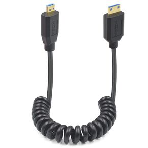 Duttek 8K Micro HDMI to Mini HDMI 2.1 Coiled Cable, 48Gbps Extreme Thin Mini HDMI Male to Micro HDMI Male Cable Support Dynamic HDR for Cameras Camcorder DC 4FT/1.2M