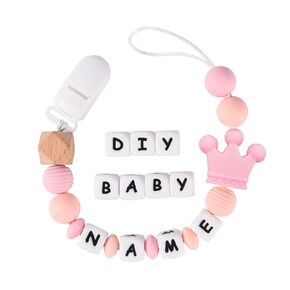 Personalized Pacifier Clip for Boys and Girls,DIY Silicone Stroller Clip with Name,Cute and Durable Pacifier Holder Soother Chew Toy,Unique for Newborn,Valentine's Day Gift(Black Letters)